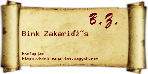 Bink Zakariás névjegykártya